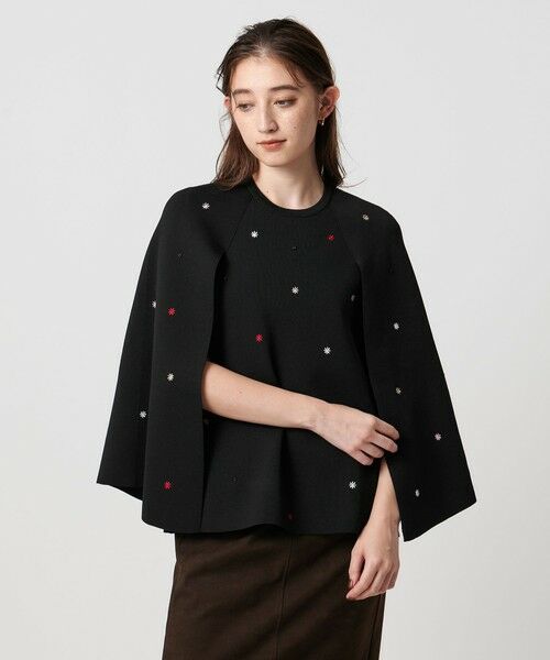 UNITED ARROWS/ユナイテッドアローズ エンブロイダリー フラワー ケープニット ‐ウォッシャブル‐ BLACK FREE UNITED ARROWS/ユナイテッドアローズ エンブロイダリー フラワー ケープニット ‐ウォッシャブル‐ BLACK FREE