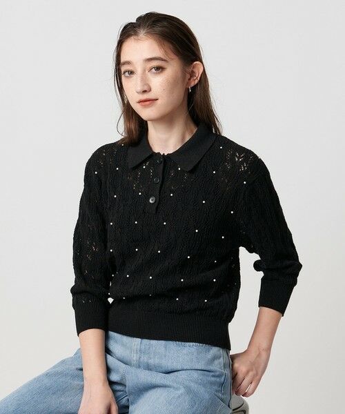 UNITED ARROWS / ユナイテッドアローズ ニット・セーター | フェイクパール レース プルオーバー ニット ウォッシャブル | 詳細1