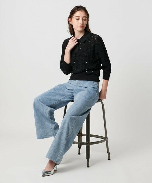 UNITED ARROWS / ユナイテッドアローズ ニット・セーター | フェイクパール レース プルオーバー ニット ウォッシャブル | 詳細2