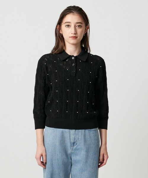 UNITED ARROWS / ユナイテッドアローズ ニット・セーター | フェイクパール レース プルオーバー ニット ウォッシャブル | 詳細3