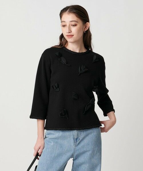 UNITED ARROWS/ユナイテッドアローズ BROCHE フラワーモチーフ ニット BLACK FREE UNITED ARROWS/ユナイテッドアローズ BROCHE フラワーモチーフ ニット BLACK FREE