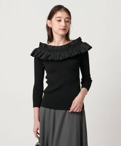 UNITED ARROWS / ユナイテッドアローズ ニット・セーター | ギャザー オフショルダー 7分袖ニット ‐ウォッシャブル‐