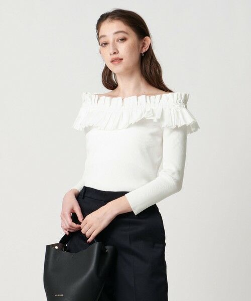 UNITED ARROWS / ユナイテッドアローズ ニット・セーター | ギャザー オフショルダー 7分袖ニット ‐ウォッシャブル‐ | 詳細1