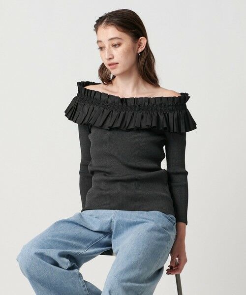 UNITED ARROWS / ユナイテッドアローズ ニット・セーター | ギャザー オフショルダー 7分袖ニット ‐ウォッシャブル‐ | 詳細16