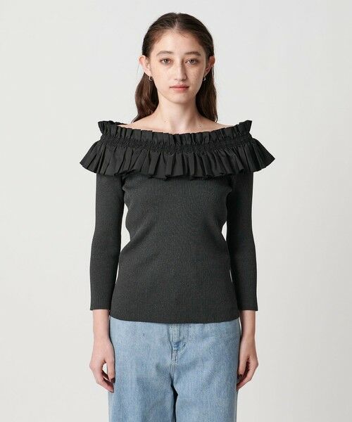 UNITED ARROWS / ユナイテッドアローズ ニット・セーター | ギャザー オフショルダー 7分袖ニット ‐ウォッシャブル‐ | 詳細18