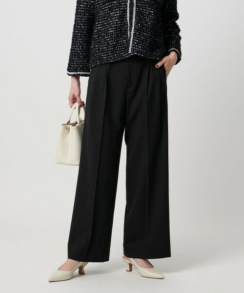 UNITED ARROWS/ユナイテッドアローズ トロピカル 2タック ワイドパンツ ストレッチ BLACK XS(34) UNITED ARROWS/ユナイテッドアローズ トロピカル 2タック ワイドパンツ ストレッチ BLACK XS(34)