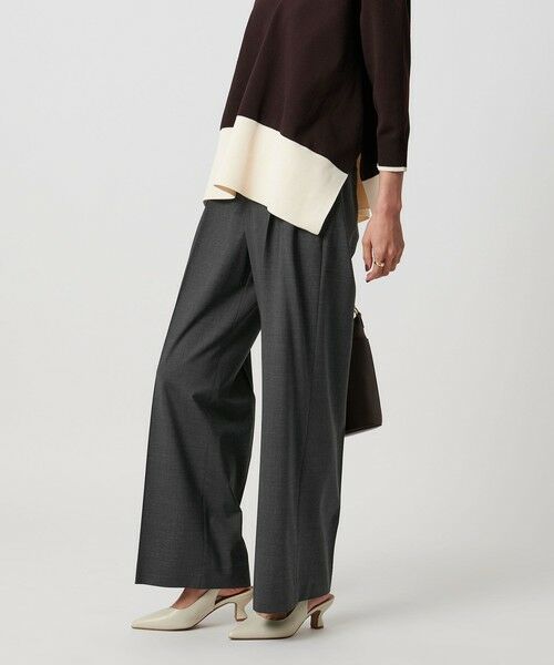 UNITED ARROWS/ユナイテッドアローズ トロピカル 2タック ワイドパンツ ストレッチ DK. GRAY M(38) UNITED ARROWS/ユナイテッドアローズ トロピカル 2タック ワイドパンツ ストレッチ DK. GRAY M(38)