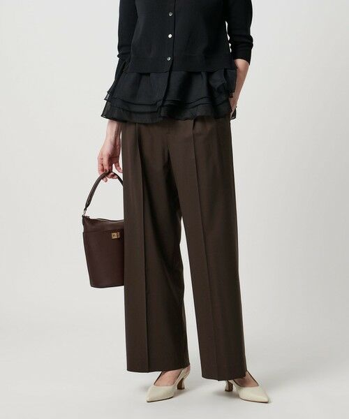 UNITED ARROWS/ユナイテッドアローズ トロピカル 2タック ワイドパンツ ストレッチ DK. BROWN M(38) UNITED ARROWS/ユナイテッドアローズ トロピカル 2タック ワイドパンツ ストレッチ DK. BROWN M(38)