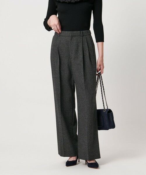 UNITED ARROWS/ユナイテッドアローズ 2タック メランジ ワイド パンツ ‐ウォッシャブル‐ BLACK M(38)