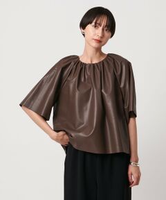 UNITED ARROWS / ユナイテッドアローズ シャツ・ブラウス | レザーライク ギャザー ブラウス ウォッシャブル