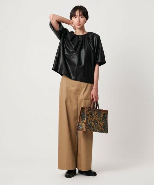 UNITED ARROWS / ユナイテッドアローズ シャツ・ブラウス | レザーライク ギャザー ブラウス ウォッシャブル | 詳細1