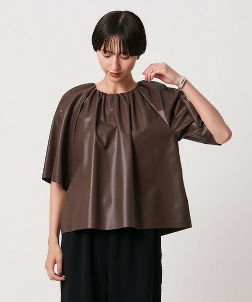 UNITED ARROWS / ユナイテッドアローズ シャツ・ブラウス | レザーライク ギャザー ブラウス ウォッシャブル | 詳細9