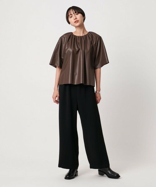 UNITED ARROWS / ユナイテッドアローズ シャツ・ブラウス | レザーライク ギャザー ブラウス ウォッシャブル | 詳細11