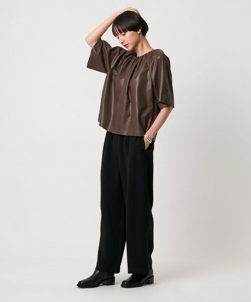 UNITED ARROWS / ユナイテッドアローズ シャツ・ブラウス | レザーライク ギャザー ブラウス ウォッシャブル | 詳細12