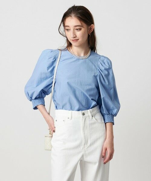 UNITED ARROWS/ユナイテッドアローズ MANTECO パフスリーブ ブラウス ウォッシャブル LT. BLUE FREE UNITED ARROWS/ユナイテッドアローズ MANTECO パフスリーブ ブラウス ウォッシャブル LT. BLUE FREE