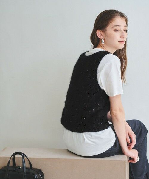 UNITED ARROWS / ユナイテッドアローズ ベスト | フォックス カシミヤ スパンコール 2WAY ニットベスト | 詳細1
