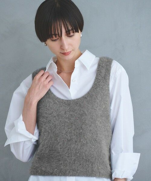 UNITED ARROWS / ユナイテッドアローズ ベスト | フォックス カシミヤ スパンコール 2WAY ニットベスト | 詳細10