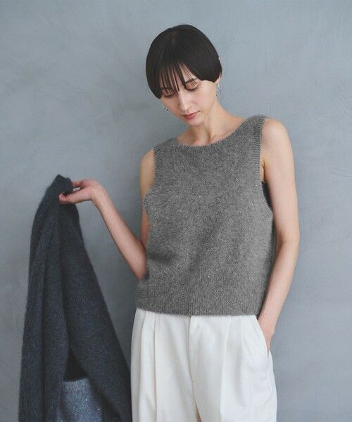 UNITED ARROWS / ユナイテッドアローズ ベスト | フォックス カシミヤ スパンコール 2WAY ニットベスト | 詳細13