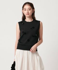 UNITED ARROWS / ユナイテッドアローズ ニット・セーター | スパンコール 3D フラワー ベスト