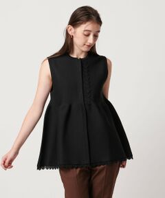 UNITED ARROWS / ユナイテッドアローズ ベスト | レース ペプラム ニットベスト ‐ウォッシャブル‐