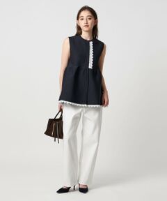 UNITED ARROWS ピンク ノースリーブベスト UNITED ARROWS｜ケーブル ペプラム ノースリーブ ニット ベスト