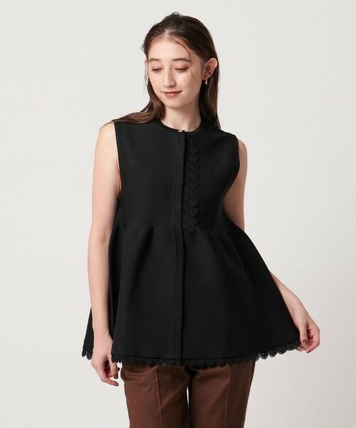 レース ペプラム ニットベスト ‐ウォッシャブル‐ （ベスト
