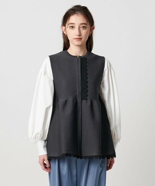 レース ペプラム ニットベスト ‐ウォッシャブル‐ （ベスト
