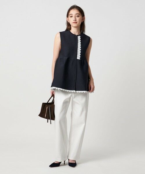 レース ペプラム ニットベスト ‐ウォッシャブル‐ （ベスト