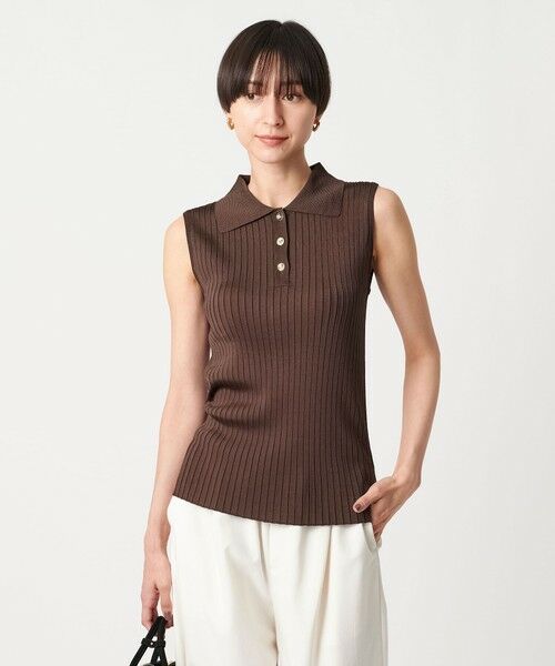 UNITED ARROWS/ユナイテッドアローズ ワイドリブ ノースリーブ ニット -ウォッシャブル- DK. BROWN FREE UNITED ARROWS/ユナイテッドアローズ ワイドリブ ノースリーブ ニット -ウォッシャブル- DK. BROWN FREE