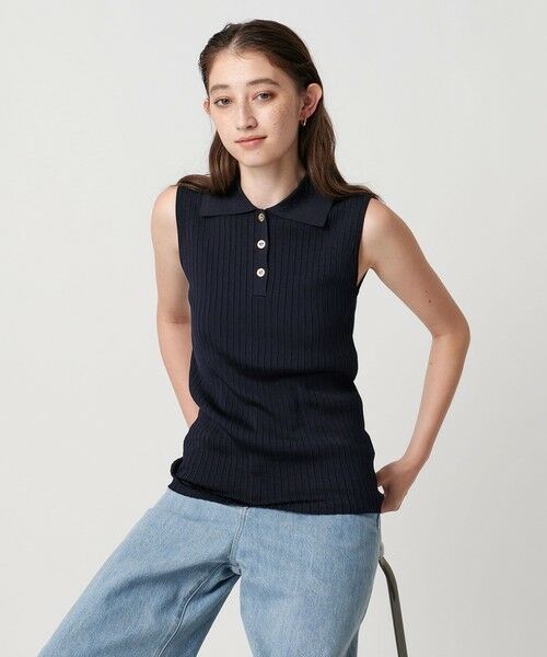 UNITED ARROWS/ユナイテッドアローズ ワイドリブ ノースリーブ ニット -ウォッシャブル- NAVY FREE UNITED ARROWS/ユナイテッドアローズ ワイドリブ ノースリーブ ニット -ウォッシャブル- NAVY FREE