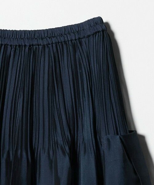 ユナイテッドアローズ　濃紺スカート 麻コットンストライプ Iライン スカート/ネイビー