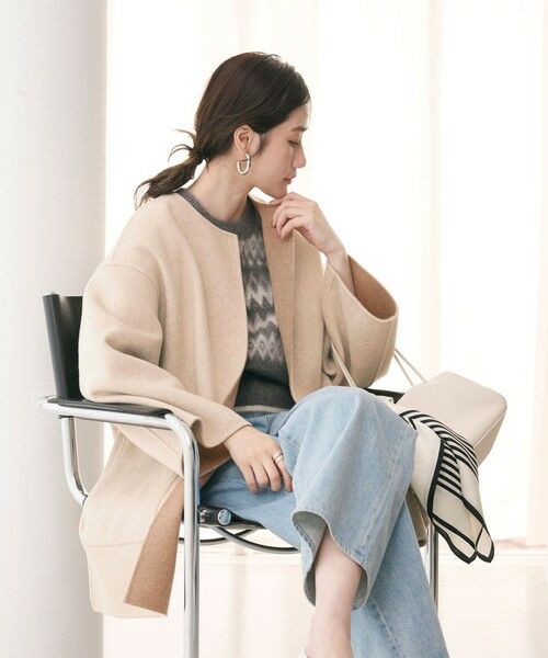 美品✨ユナイテッドアローズ バイカラーリバーミドルコート グレージュ ユナイテッドアローズ バイカラー リバーミドルコート