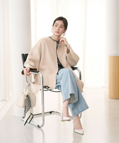 3/1迄】UNITED ARROWS バイカラーリバーミドルコート ライトグレー バイカラー リバー ミドルコート