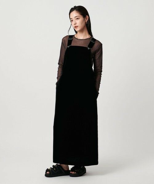 UNITED ARROWS/ユナイテッドアローズ ベルベット サロペット スカート BLACK M(38) UNITED ARROWS/ユナイテッドアローズ ベルベット サロペット スカート BLACK M(38)