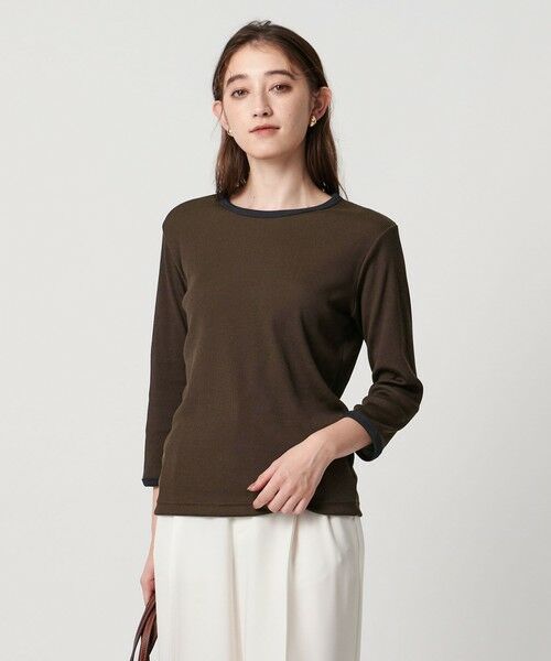 UNITED ARROWS / ユナイテッドアローズ カットソー | リブ バイカラー パイピング カットソー(DK.BROWN)