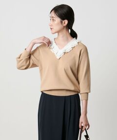 UNITED ARROWS / ユナイテッドアローズ ニット・セーター | スカラップ レース フリル ニット‐ウォッシャブル‐