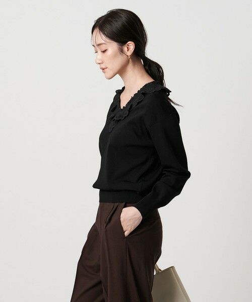 UNITED ARROWS / ユナイテッドアローズ ニット・セーター | スカラップ レース フリル ニット‐ウォッシャブル‐ | 詳細1