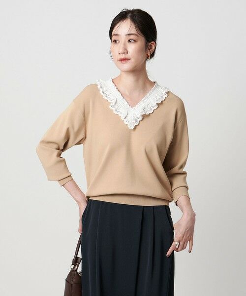 UNITED ARROWS / ユナイテッドアローズ ニット・セーター | スカラップ レース フリル ニット‐ウォッシャブル‐ | 詳細7