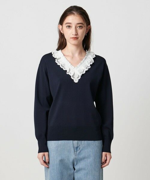 UNITED ARROWS / ユナイテッドアローズ ニット・セーター | スカラップ レース フリル ニット‐ウォッシャブル‐ | 詳細21