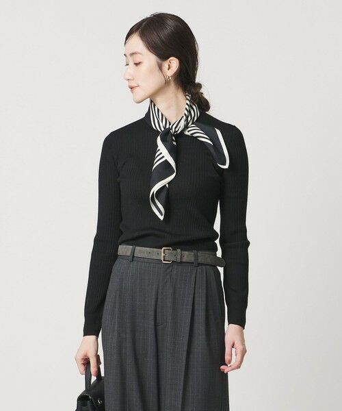 UNITED ARROWS/ユナイテッドアローズ リブ クルーネック ニット BLACK FREE