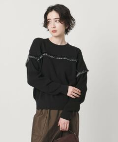 ブラック 襟付き 半袖ニット　UNITED ARROWS 黒 UNITED ARROWS（ユナイテッドアローズ）の「レースカラーレディ