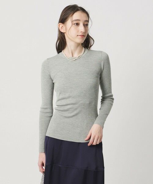 UNITED ARROWS / ユナイテッドアローズ ニット・セーター | シルク リブ クルーネック ニット | 詳細13