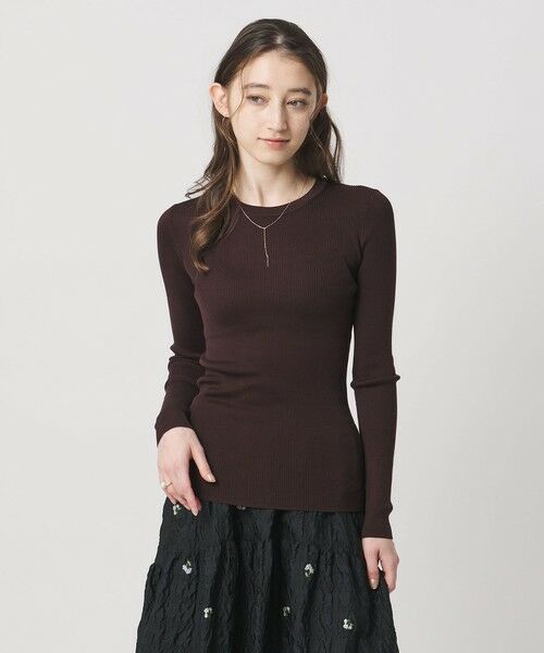UNITED ARROWS / ユナイテッドアローズ ニット・セーター | シルク リブ クルーネック ニット | 詳細17