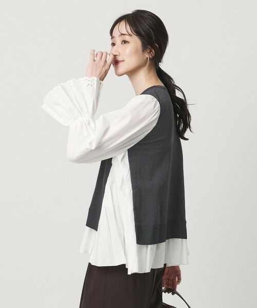 UNITED ARROWS / ユナイテッドアローズ シャツ・ブラウス | プリーツ コンビ ニット ブラウス ‐ウォッシャブル‐ | 詳細8