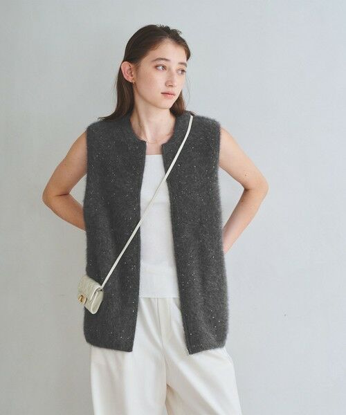 UNITED ARROWS / ユナイテッドアローズ ベスト | フォックスカシミヤ スパンコール ジップ ベスト | 詳細4