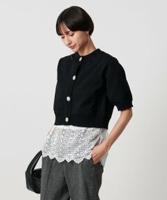UNITED ARROWS / ユナイテッドアローズ ニット・セーター | レース レイヤード カーディガン‐ウォッシャブル‐