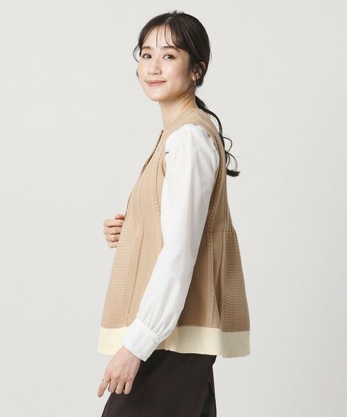 UNITED ARROWS / ユナイテッドアローズ ベスト | ケーブル ペプラム ノースリーブ ニット ベスト ‐ウォッシャブル‐ | 詳細10
