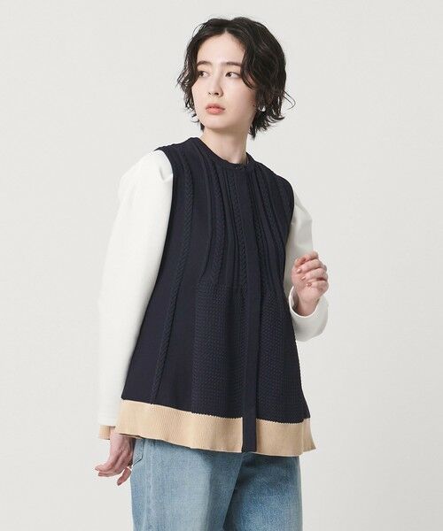 UNITED ARROWS / ユナイテッドアローズ ベスト | ケーブル ペプラム ノースリーブ ニット ベスト ‐ウォッシャブル‐ | 詳細16