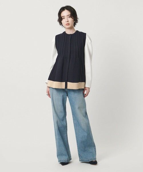 UNITED ARROWS / ユナイテッドアローズ ベスト | ケーブル ペプラム ノースリーブ ニット ベスト ‐ウォッシャブル‐ | 詳細17