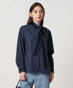 UNITED ARROWS / ユナイテッドアローズ シャツ・ブラウス | レース コンビ ボウタイ リボン ブラウス ‐ウォッシャブル‐